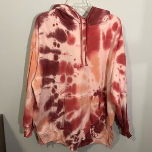 AMERICAN EAGLE Orange & Pink Tie-Dye Hoodie